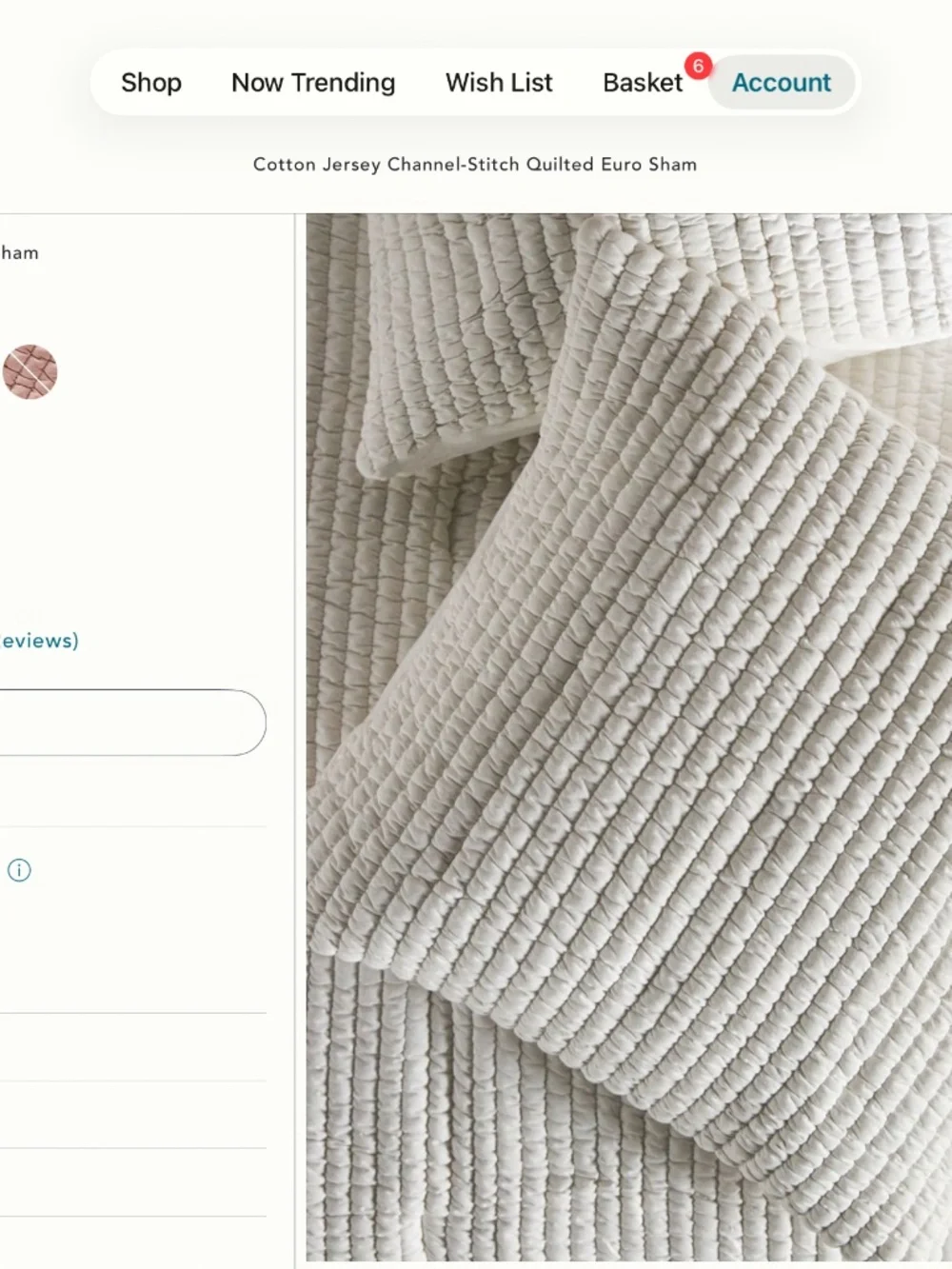 Anthropologie Jersey Channel Stitch Collection Euro Sham